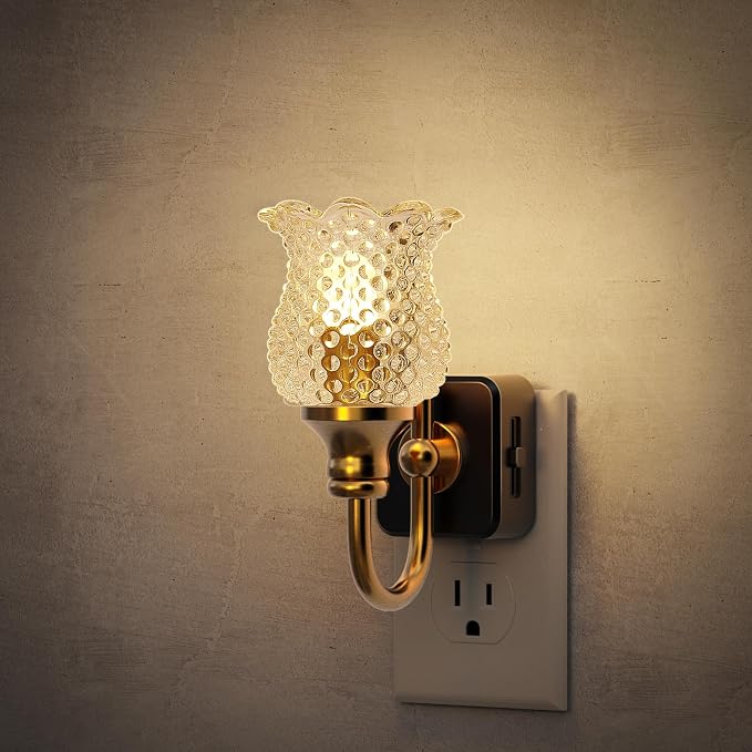 JandCase Night Light, Glass Night Lights Plug into Wall, Dimmable Floral LED by JandCase