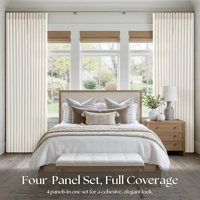 Natural Cream Linen Pinch Pleated 94 Inch Curtains - Image 6