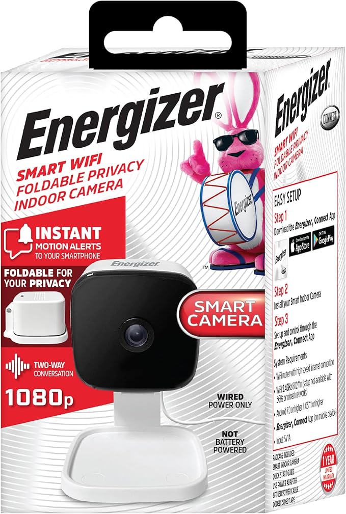 Energizer Smart Wi-Fi Indoor Security Camera, 1080P Full HD by Energizer