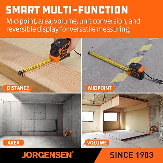 JORGENSEN Digital Tape Measure, 16Ft Rechargeable Digital Measuring Tape - Image 4
