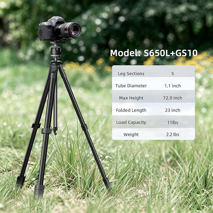 KINGJOY 72'' Aluminum Travel Tripod - Image 2