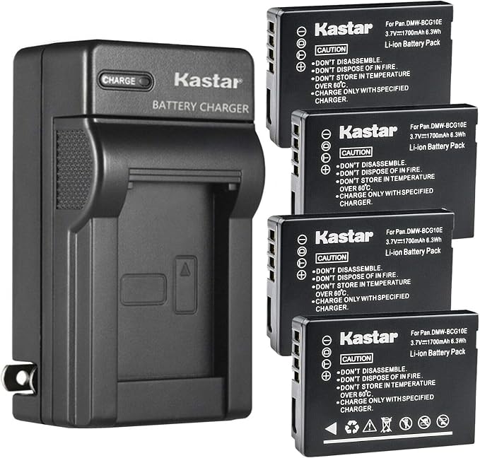 Kastar 4-Pack DMW-BCG10 Battery and AC Wall Charger Replacement by Kastar