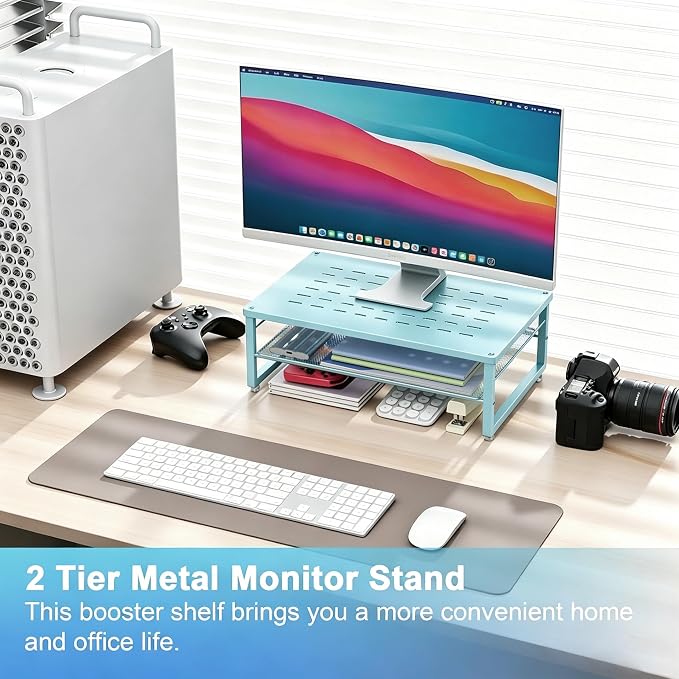 gianotter 2-Tier Metal Monitor Stand Riser, Desk Organizer - Image 2