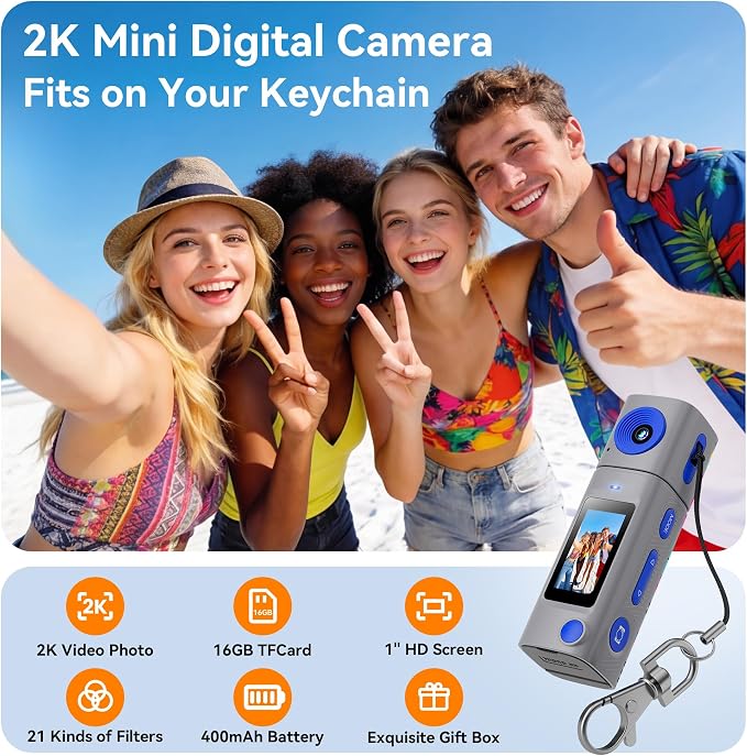 Mini Keychain Digital Camera:2K Digital Mini Camera - Image 2