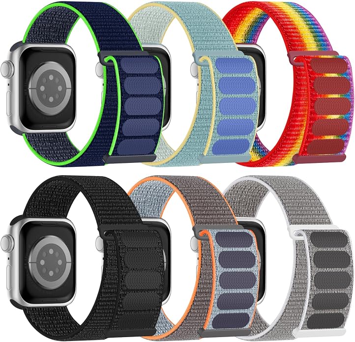 6 Pack Sport Nylon Loop Band Compatible by Honeystraper