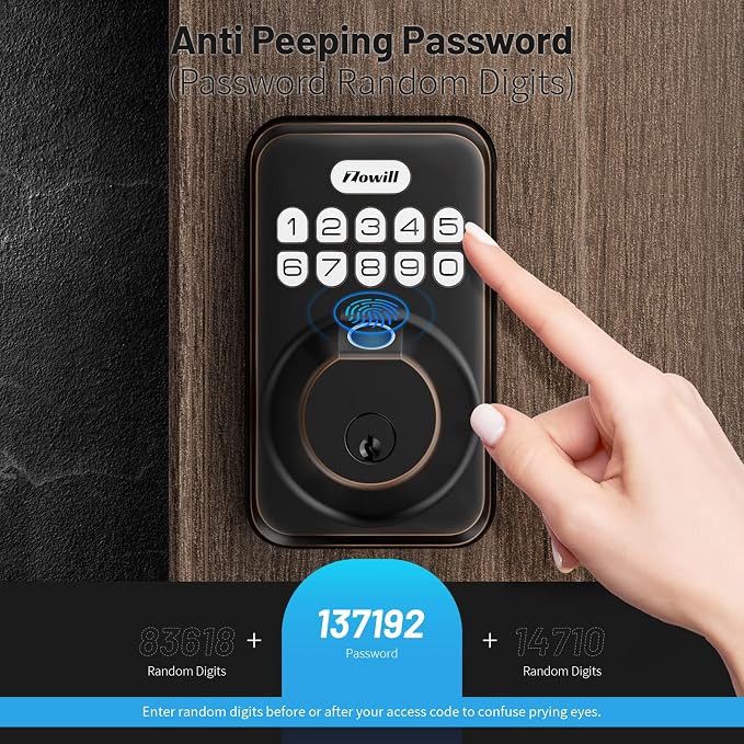 Fingerprint Door Lock, Zowill Keyless Entry Door Lock Keypad Deadbolt - Image 5