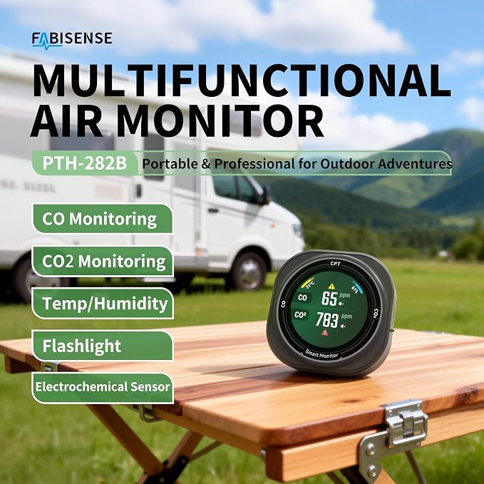 FABISENSE Portable Air Quality Monitor, CO & CO2 Detector - Image 2