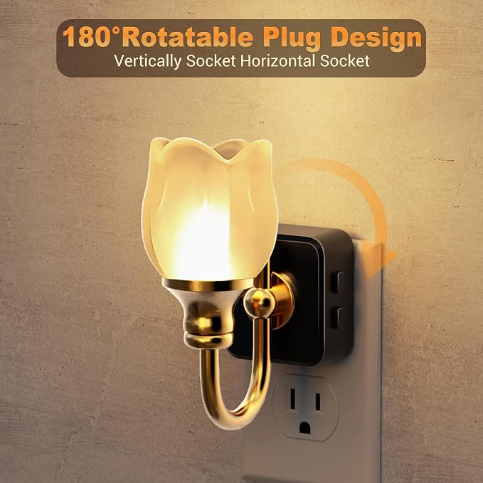 JandCase Night Light, Night Lights Plug into Wall, Glass Tulip LED Nightlight - Image 7