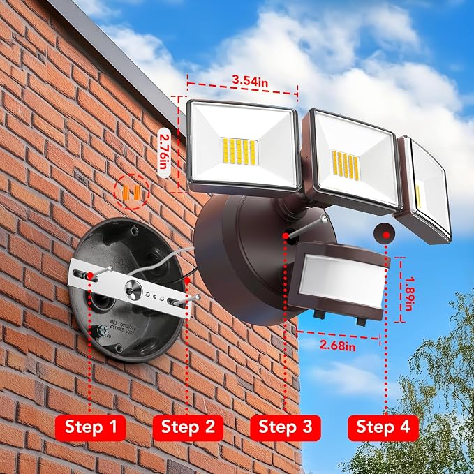 OREiN 4500LM/35W Flood Lights Outdoor, 180°/40FT Motion Sensor Outdoor Lights - Image 6