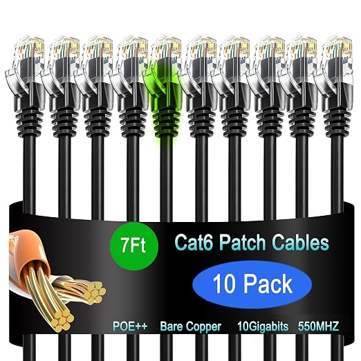 Cat6 Ethernet Patch Cable 7 ft, Cat6 by Lysymixs