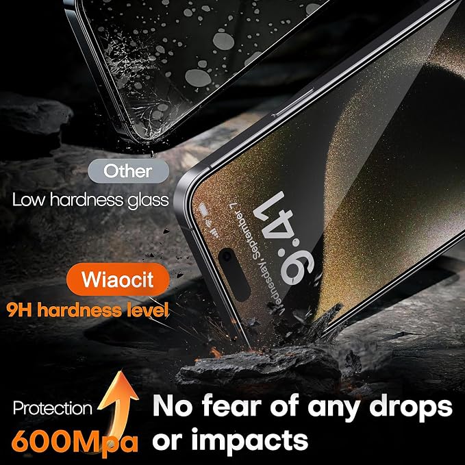 Wiaocit 3 Pack Tempered Glass Privacy Screen Protector - Image 4