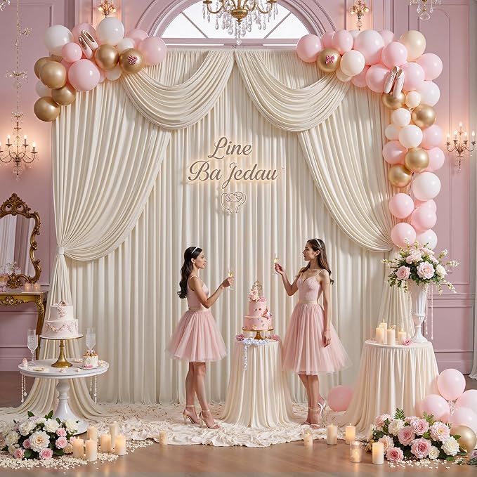 10ft x 15ft Beige Backdrop Curtains - Image 6