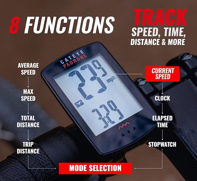 CATEYE Padrone Wireless Bike Computer – Oversized Display Cyclocomputer - Image 6