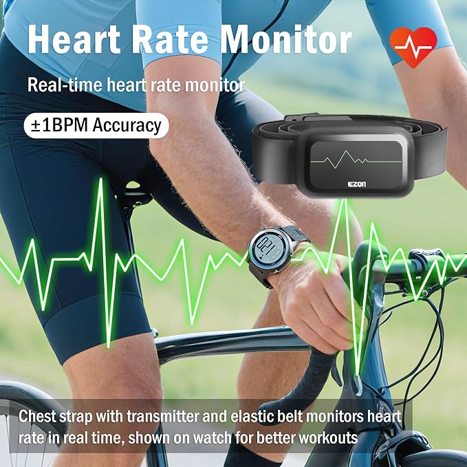 EZON Heart Rate Monitor and Chest Strap, Exercise Heart Rate Monitor, Sports - Image 2