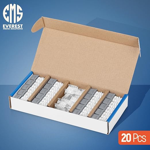 Everest 90° Angled RJ45 Cat6 Keystone Jacks 20-Pack in Gray - Image 2