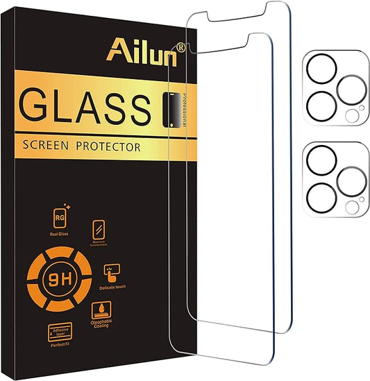 Ailun 2 Pack Screen Protector for iPhone 12 Pro Max + 2 Pack Camera Lens by Ailun