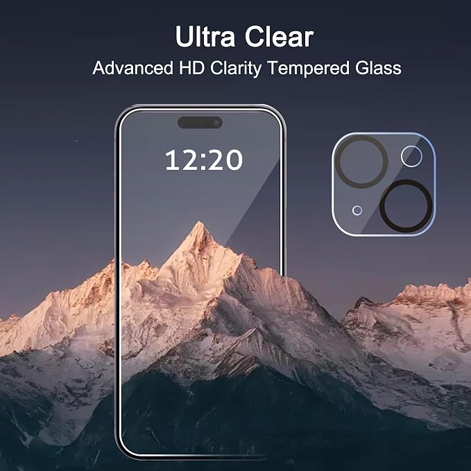 Ailun 3 Pack Screen Protector for iPhone 15 + 3 Pack Camera Lens Protector - Image 5