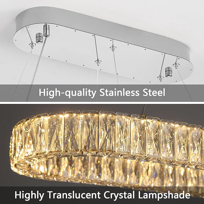 HAIXIANG Crystal 59 Inch Long Chandelier Modern Dimmable LED Chandeliers - Image 3