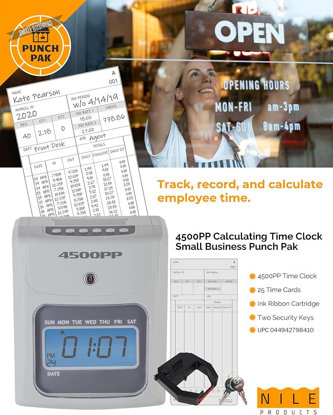 Nile Products - 4500PP Electronic Calculating Time Clock, Employees in/Out Time - Image 8