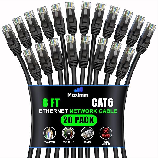 Maximm Cat 6 Ethernet Cable 8 ft by MaximmCable