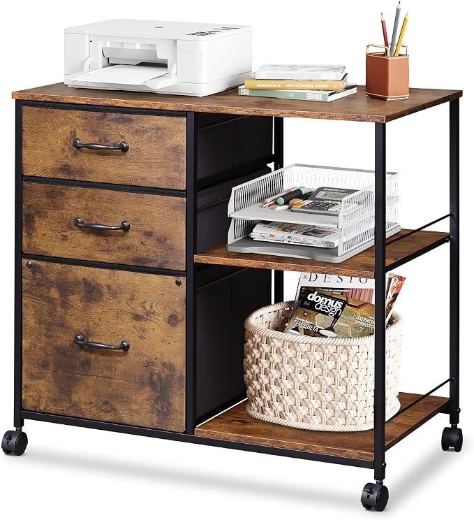 DEVAISE 3 Drawer Mobile File Cabinet, Rolling Printer Stand by DEVAISE