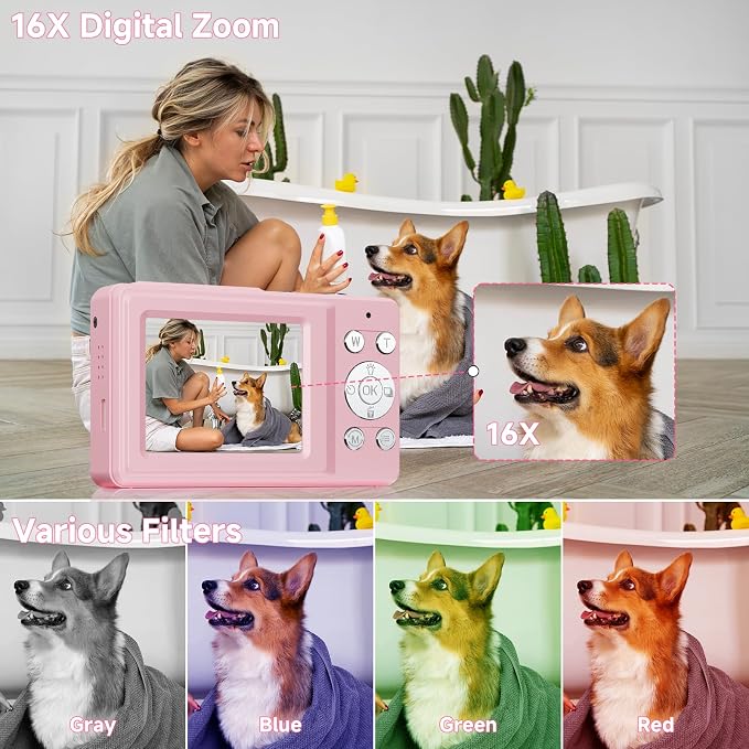 Digital Camera, 56MP 2.7K Dual-Screen Selfie Camera - Image 7