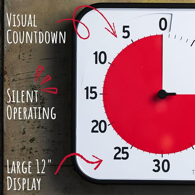 TIME TIMER 12 inch Visual Timer 60 Minute Kids Desk Countdown Clock - Image 2