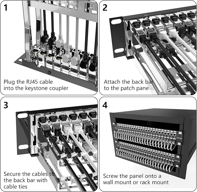 Jadaol 48-Port Shielded Cat6A Patch Panel, 19” 2U Rackmount/Wall Mount - Image 8