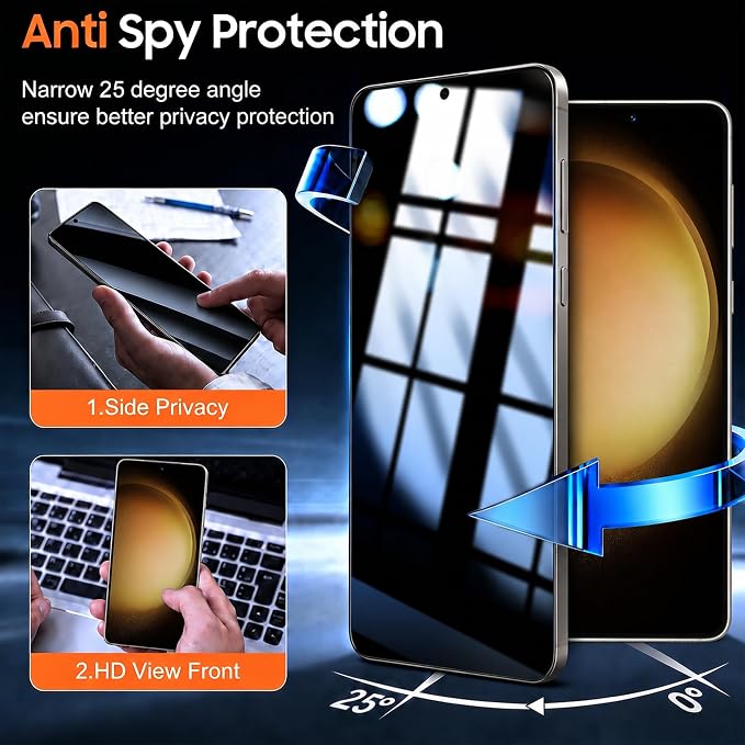 2 Pack for Samsung Galaxy S23 Plus Privacy Screen Protector, 2 Pack Camera - Image 3