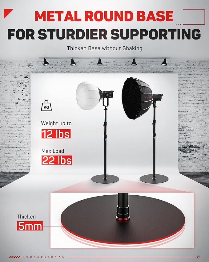 IFOOTAGE RB-A400 Round Base Light Stand Monopod, Live Streaming, Payload 22LBS - Image 4