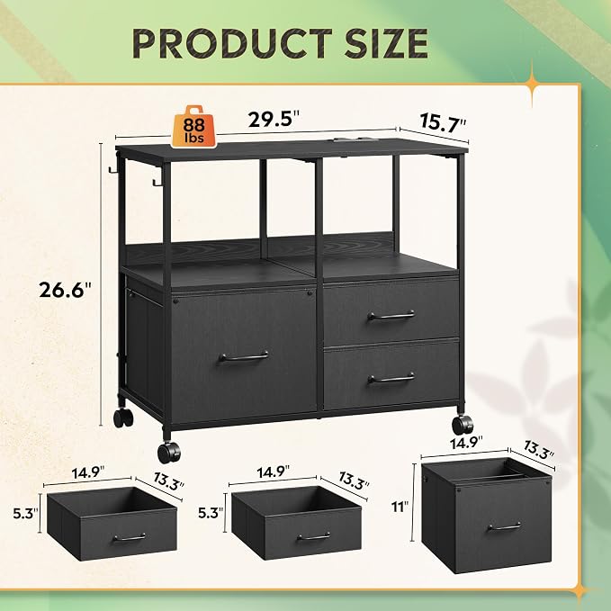 DEVAISE 3 Drawer File Cabinet - Image 3
