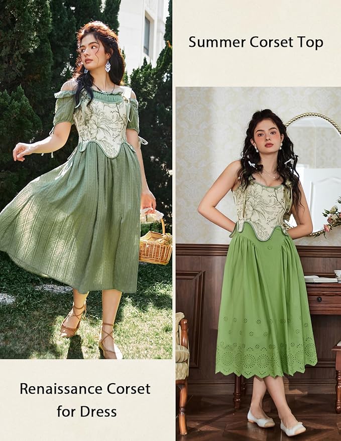 SCARLET DARKNESS Bustier Tops for Women Renaissance Floral Lace Up Bodyshaper - Image 3