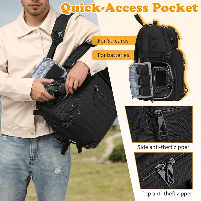 HAMBOLY Professional Camera Bag Backpack, Large Waterproof Photography Bag Case - Image 4