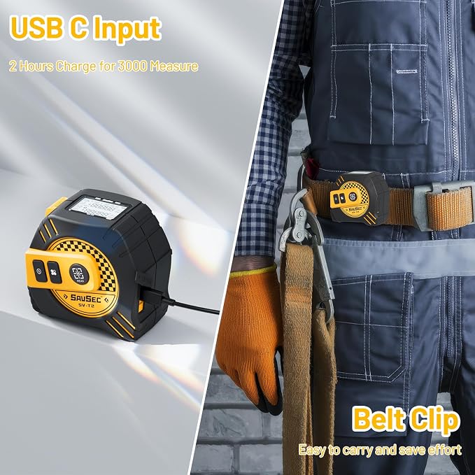 2 in 1 Laser Tape Measure, Rechargeable Laser Measure & 16ft Self-Locking - Image 8