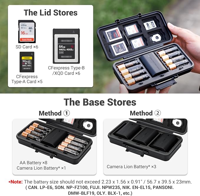 JJC Multi-Function Camera Battery Memory Card Storage Case - Image 2