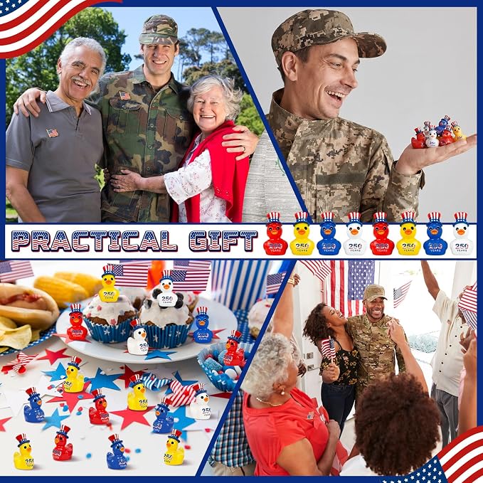 Skylety 72 Pcs Patriotic Mini Ducks 4th of July Independence Day Party Decor - Image 6