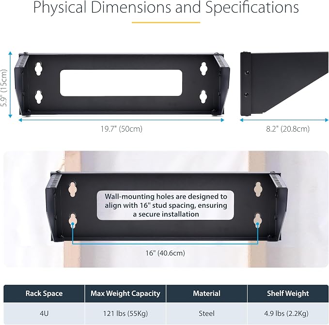 StarTech.com 4U Vertical Wall-Mount Bracket - Image 4