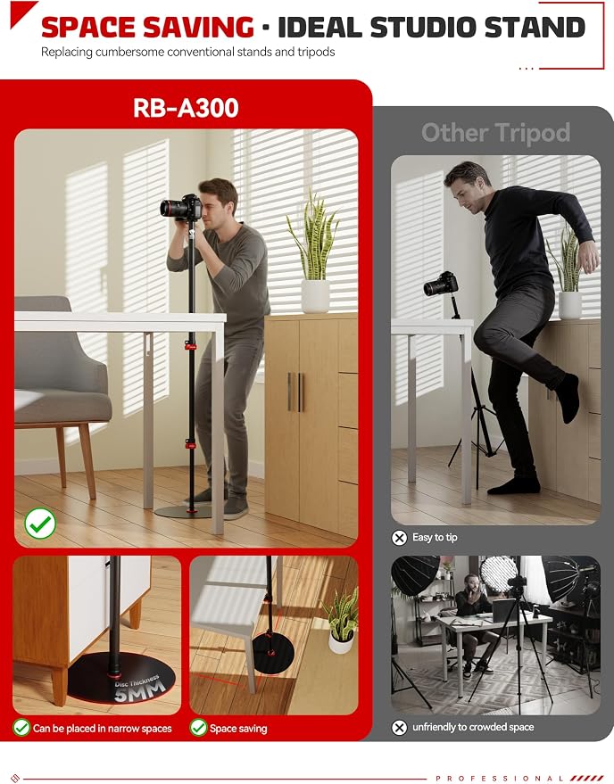 IFOOTAGE Round Base Monopod A300, Tripod Head, Payload 22lb - Image 3