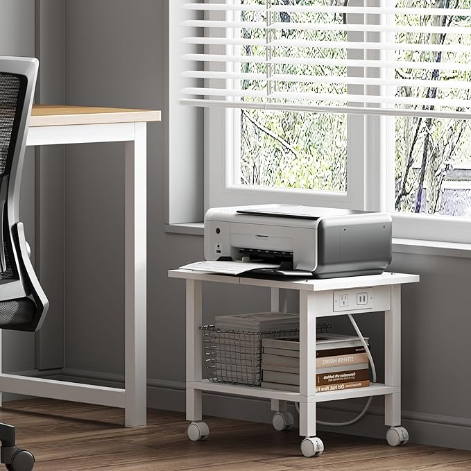 TUTOTAK 2 Tier Printer Stand, Rolling Printer Cart - Image 2