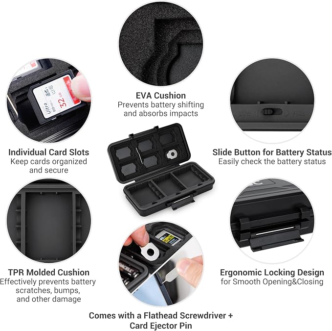 JJC Multi-Function Camera Battery Memory Card Storage Case - Image 4