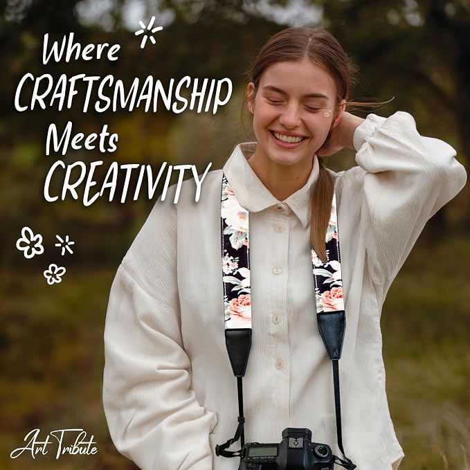 Art Tribute Camera Strap, Vintage Embroidered Neck Shoulder & Crossbody Camera - Image 8