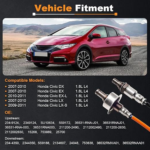 Nifeida 2PCS 234-9124 234-4350 Oxygen Sensor Upstream Downstream O2 Sensor - Image 5