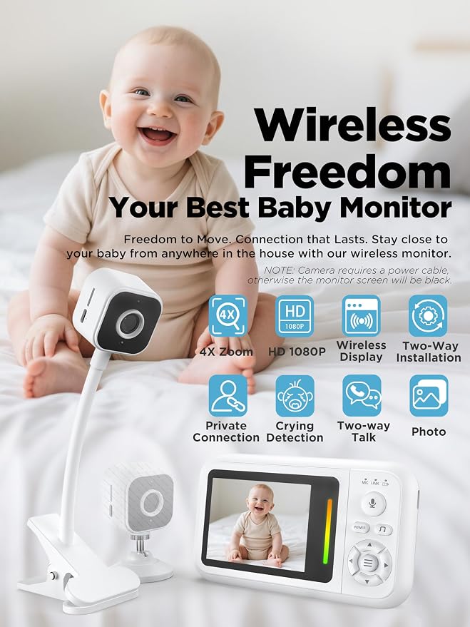 NUOTUN Baby Monitor with Camera and Audio, Baby Monitor No Wifi with Clip - Image 2