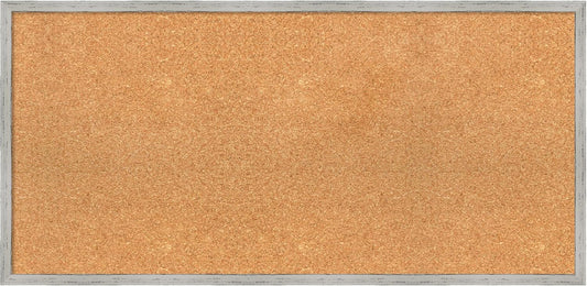 Amanti Art Natural Cork Board for Wall, 19x39 Vision Board with White Frame, Large Corkboard Office Decor for Home Organization, Cottage Corkboard Pinboard to Display Items for Home Organization in