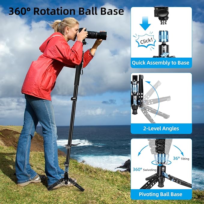 SIRUI 75.8" Monopod with Feet, Professional Aluminum Travel Monopod - Image 3