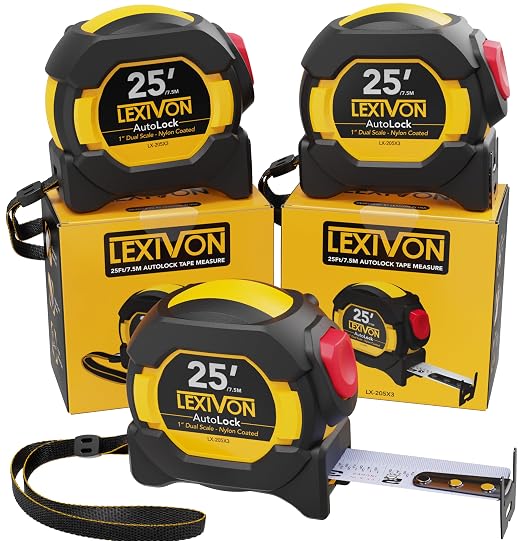 LEXIVON 25Ft/7.5m AutoLock Tape Measure | 1-Inch Wide Blade by LEXIVONTools