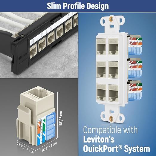 Everest 90° Angled RJ45 Cat5e Keystone Jacks 50-Pack in Ivory - Image 6