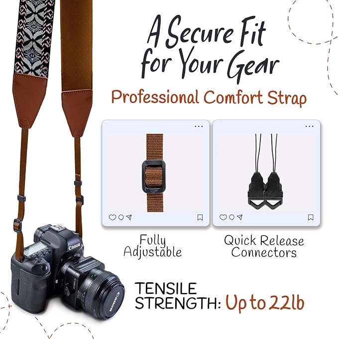 Art Tribute Camera Strap For Photographers Padded Universal Fit Neck Shoulder & - Image 4