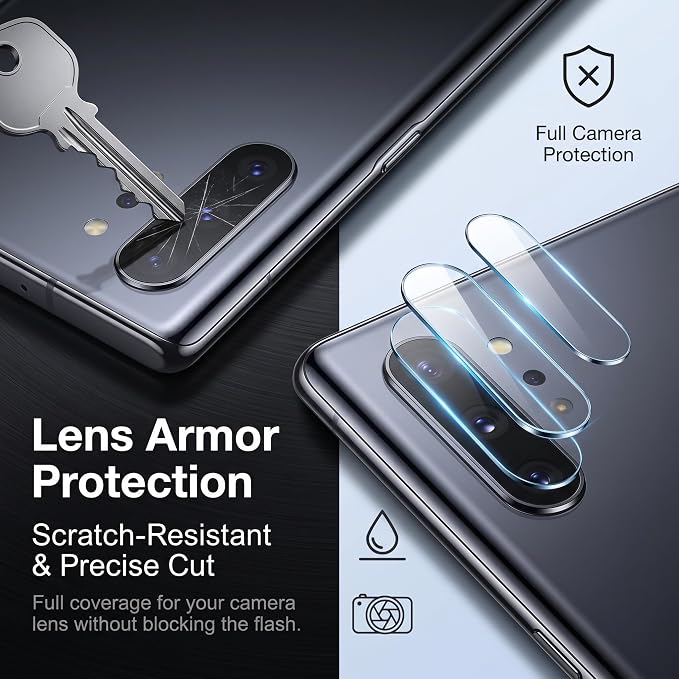 2 Pack Galaxy Note 10 Plus Screen Protector, HD Clear Tempered Glass, 2 Pack - Image 7