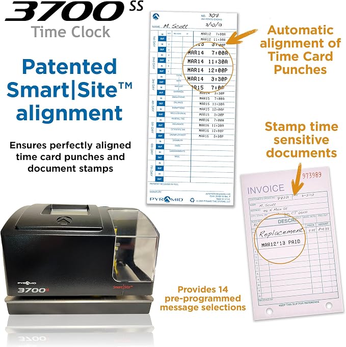 Pyramid Time Systems, Heavy Duty Time Clock & Document Stamp, Metal Base & - Image 3